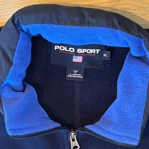 VTG 90s Ralph Lauren Polo Sport Fleece Jacket Thermal Pro Blue Men’s Size XL - Picture 4 of 8